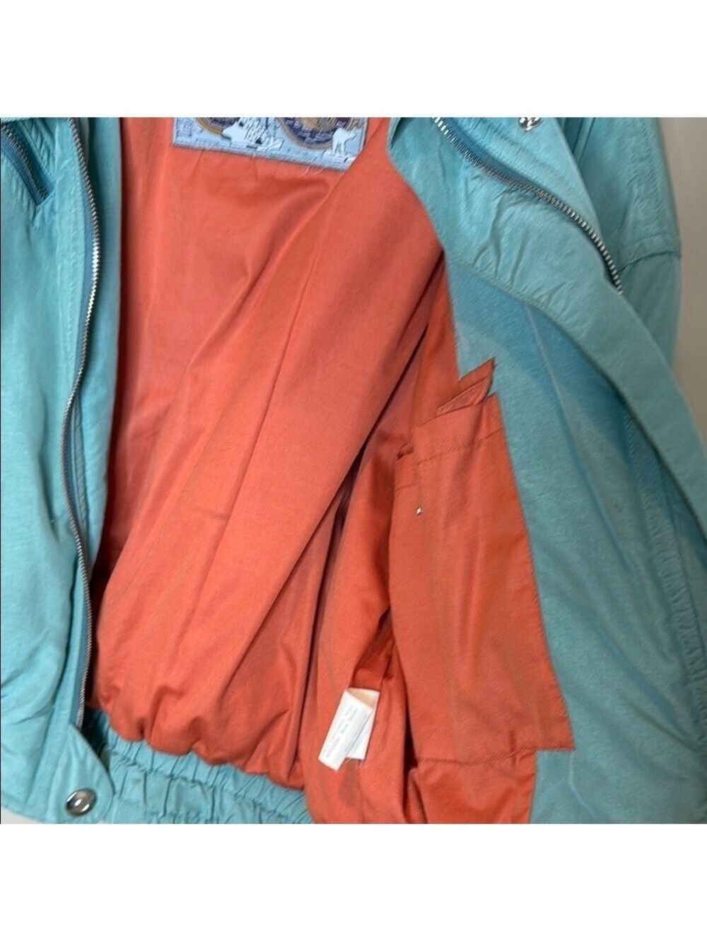Vintage Teal Goose Down Filled Bogner Bomber Coat Size 12 - Picture 11 of 11